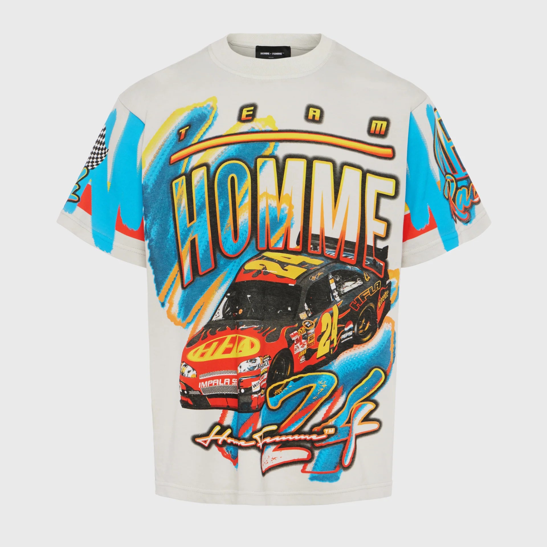 Homme + Femme  Racing Team Cream Tee with Red Car
